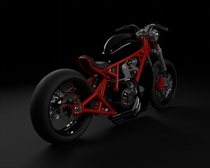 Obraz premium Realistic Motorcycle Custom Bobber Style with isolated on black background. 3d rendering - illustration 