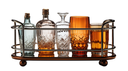 Copper Bar Tray Elegant Glassware Set, Modern Luxury Design for Home Bar Decor.