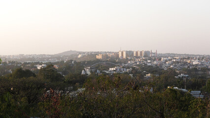 Evening view of a cityscape in Bhopal, Madhya Pradesh, India