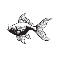Fishing for a tropical carp vector illustration on a white background with a hooked line
