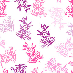 Floral Bunches in Two Colors Vector Seamless Pattern