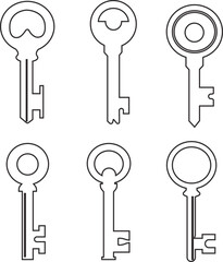 Key Icon in trendy line style set isolated on transparent background