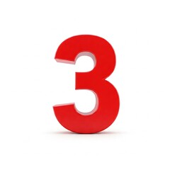 Naklejka premium The number three in red color is on a white background