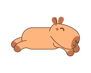 Capybara is lying down. Cute capybara is resting.