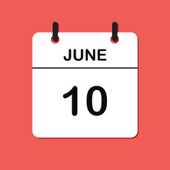 June 10. Daily Calendar icon for design. Simple design for business brochure, flyer, print media, advertisement. Easily editable.