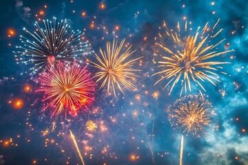 Vibrant Fireworks Spectacle Night Sky Texture