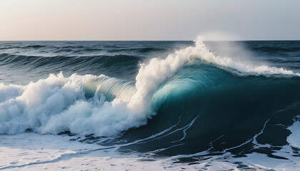 Fototapeta premium Massive Ocean Wave Crashing to Shore
