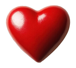 Fototapeta premium Red Heart Shape Close Up. Shiny Love Symbol. Transparent Background. Png Image. Isolated Object.