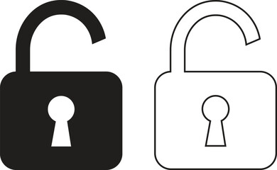 Lock Icon in trendy flat and line style set isolated on transparent background