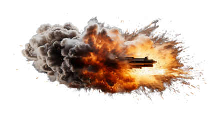 Gunfire Explosion Dramatic Smoke and Fire, Isolated Graphic Design for Action Themes.