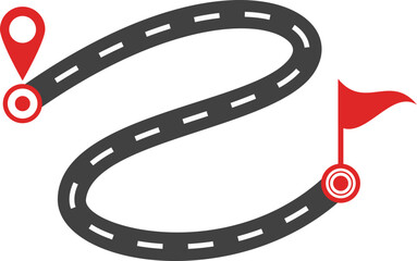 Concept of plan with an easy route A, difficult option B and real life way. Expectation and reality