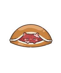 strawberry red bean filled dorayaki dessert  bentuk kucing 