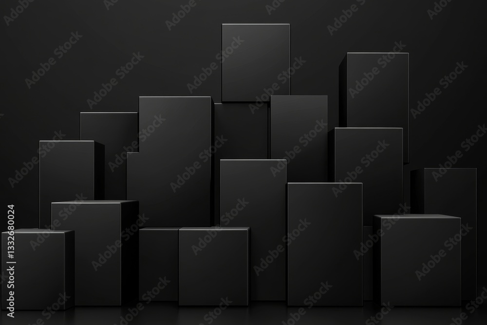 Aufkleber the image displays an abstract concept with an abstract black cube podium, a modern 3d backdrop scen