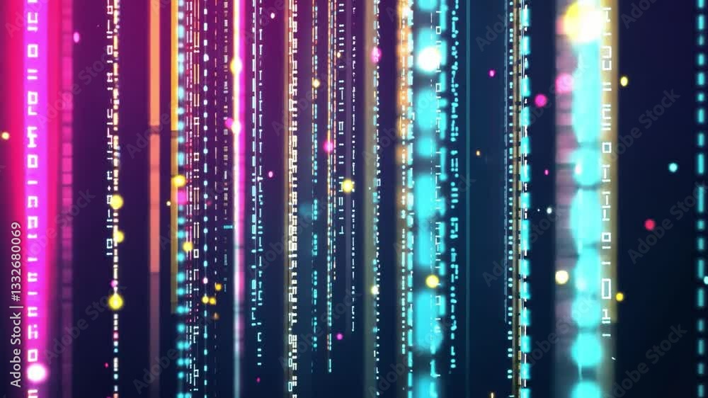 Poster dynamic colorful digital lines create a captivating visual display in high resolution