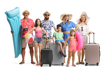 Family with children and grandparents going on a summer vacation