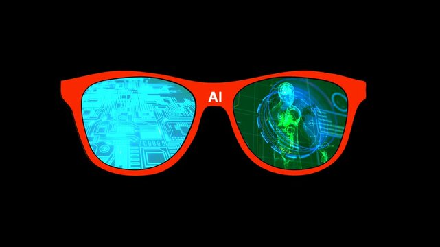 ai powered futuristic eyeglasses animation on black background 