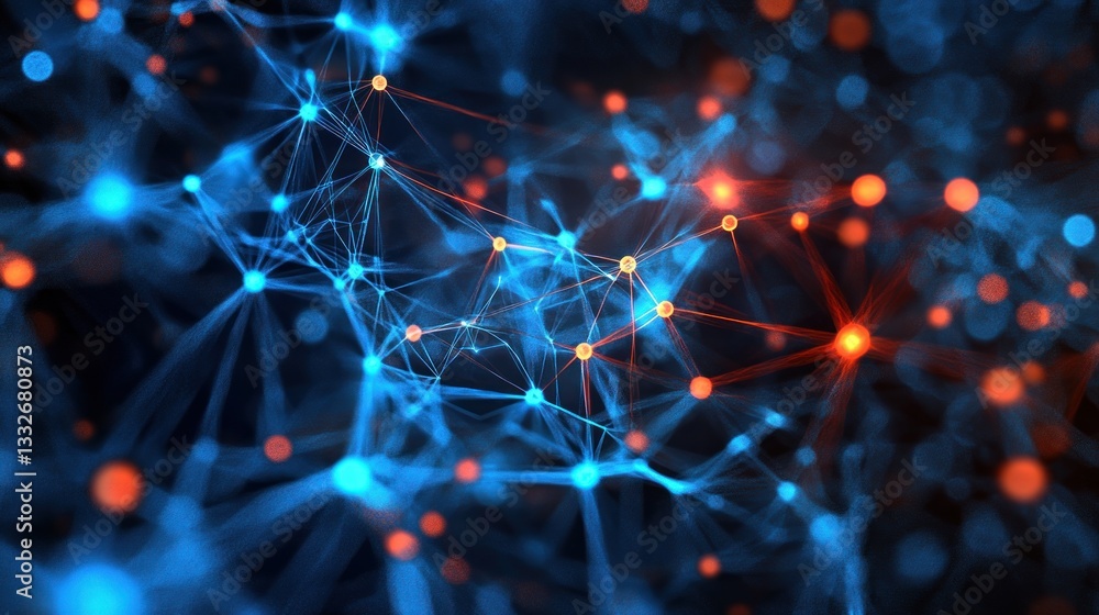 Poster abstract network of interconnected particles in dark space