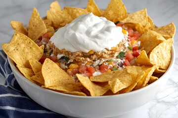 Layered Mexican Dip with Tortilla Chips, Delicious Seven Layer Dip Recipe