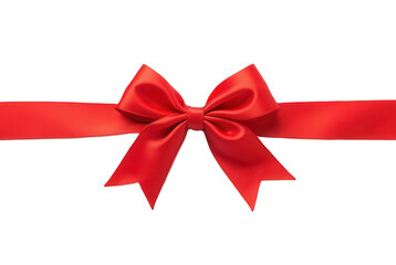 Fototapeta premium Elegant Red Ribbon Bow on Smooth Satin Fabric for Special Occasions