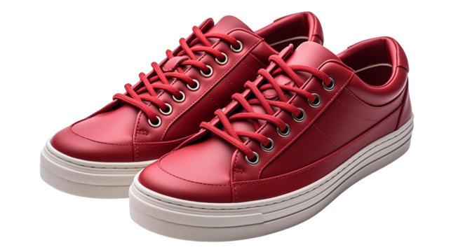 Red Leather Sneakers Modern Minimalist Design, Comfortable Casual Shoes for Trendy Fashion.