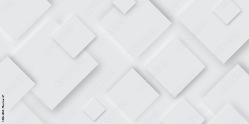 Aufkleber Abstract grey geometric vector background with soft shadow on neutral light grey textured background.3d architecture pattern design. Template for branding business .white paper texture background ..	