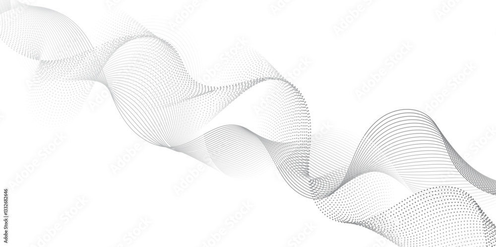Aufkleber Abstract grey, white smooth element swoosh speed wave modern stream background. Wave with lines created using blend tool. Abstract frequency sound wave lines and twisted curve lines background.	