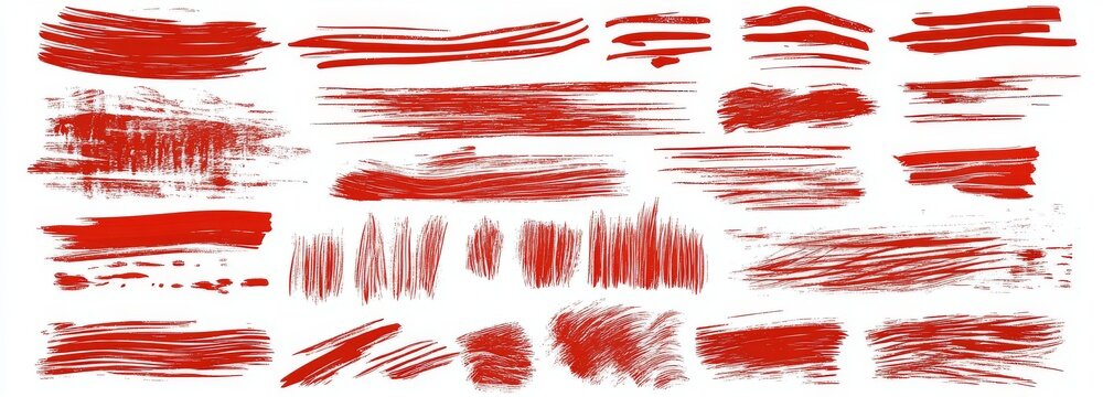 A red squiggle brush draws a scribble underline, and a marker pen accents with a red swoosh stroke. This up-to-date set of swoosh brushes and underlines is designed for highlighting