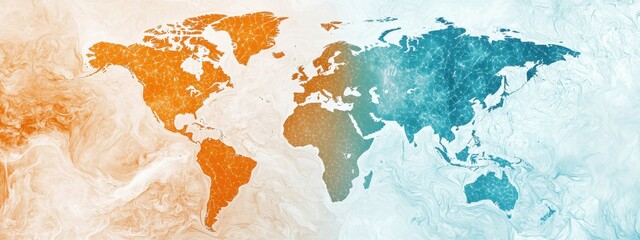 Fototapeta premium Colorful Abstract World Map Illustration on Artistic Background