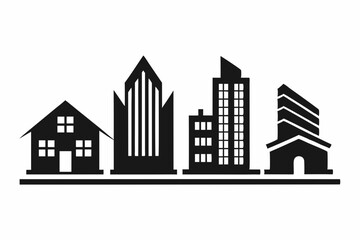 building logo icon set line art silhouette vector illustration