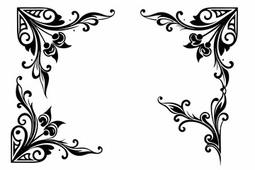 decorative corner elements set line art silhouette vector illustration