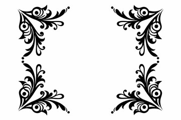 decorative corner elements set line art silhouette vector illustration