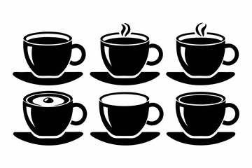 coffee cup set line art silhouette vector illustration