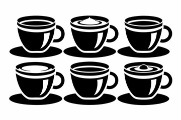 coffee cup set line art silhouette vector illustration