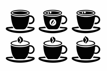 coffee cup set line art silhouette vector illustration