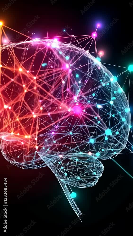 Aufkleber visual representation of neural connections in a human brain highlighting activity and intelligence