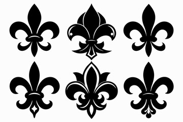 fleur de lis set line art silhouette vector illustration