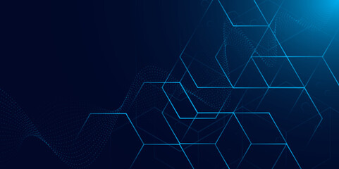 Futuristic Cube Network for Artificial Intelligence and Data Security. Cyber Technology Network with Digital Blocks and Blue Gradient. Technology. Vector. 