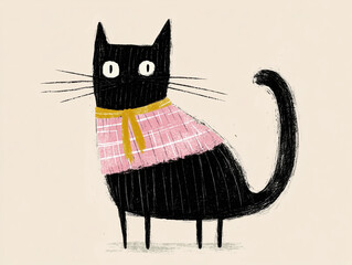 A cute kitty wearing knitted clothes