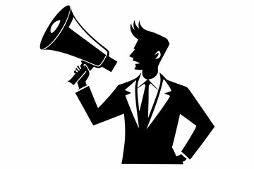 Fototapeta premium a man with megaphone line art silhouette vector illustration