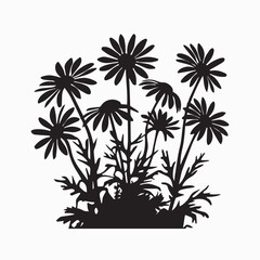 Black and white floral pattern with tropical leaves and plants in a seamless design.Embellishment monochrome vector art