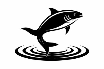 fish jumping out of the water line art silhouette vector illustration