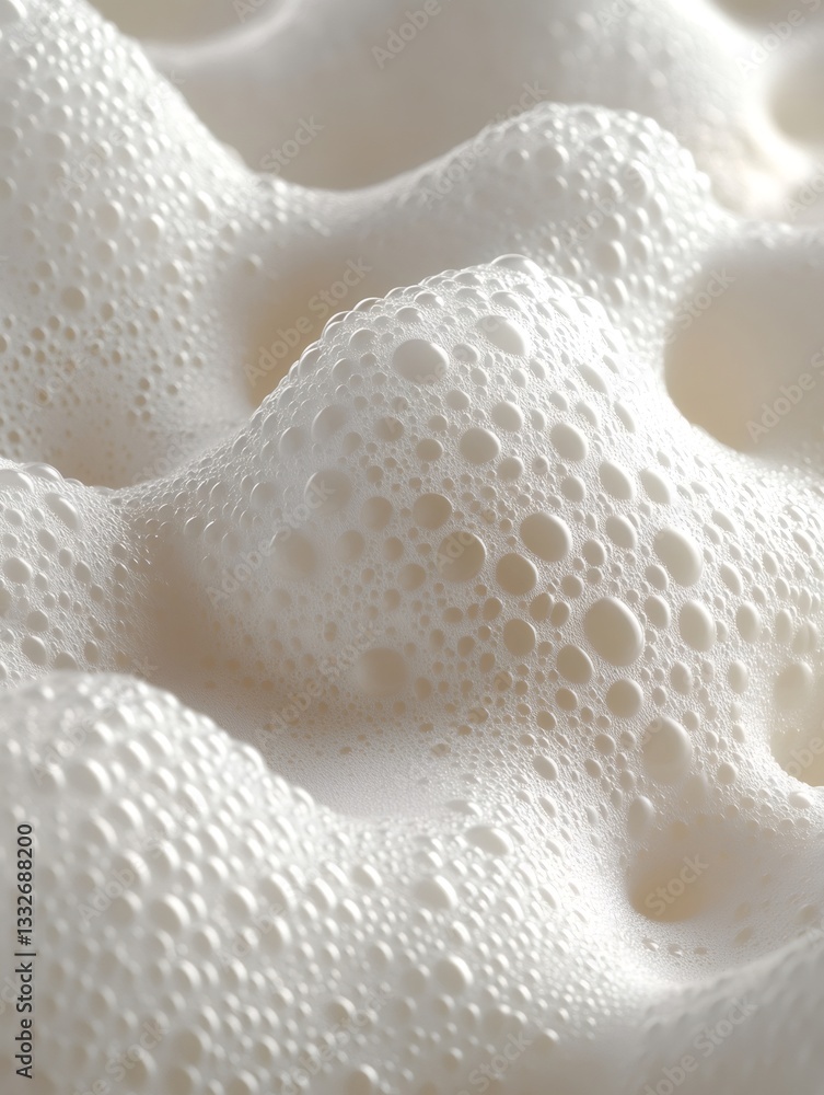 Poster white foam creating soft bubbles, abstract background texture