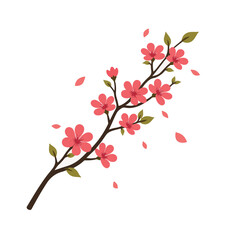 Naklejka premium Delicate cherry blossom branch with pink flowers, elegance and beauty