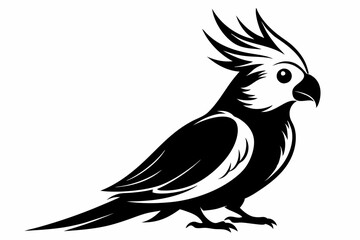 Fototapeta premium cockatiel line art silhouette vector illustration