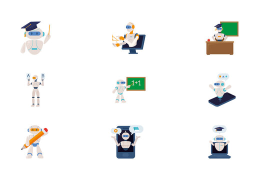 Colorful AI Education Digital Learning Illustration Set
