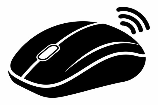 recommend clip art: computer mouse without wireless line art silhouette vector illustration