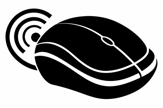 recommend clip art: computer mouse without wireless line art silhouette vector illustration