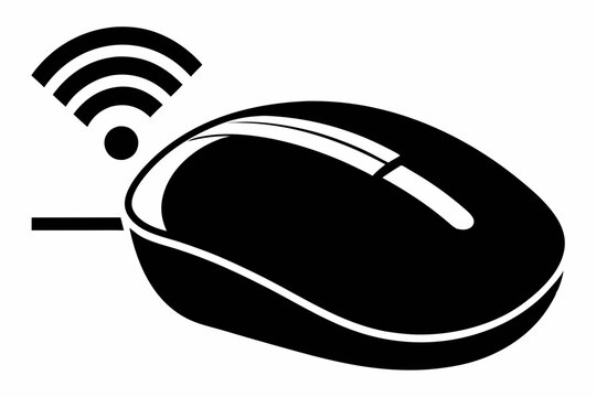recommend clip art: computer mouse without wireless line art silhouette vector illustration