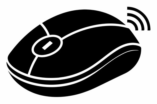 recommend clip art: computer mouse without wireless line art silhouette vector illustration