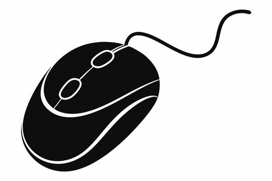recommend clip art: computer mouse without wireless line art silhouette vector illustration